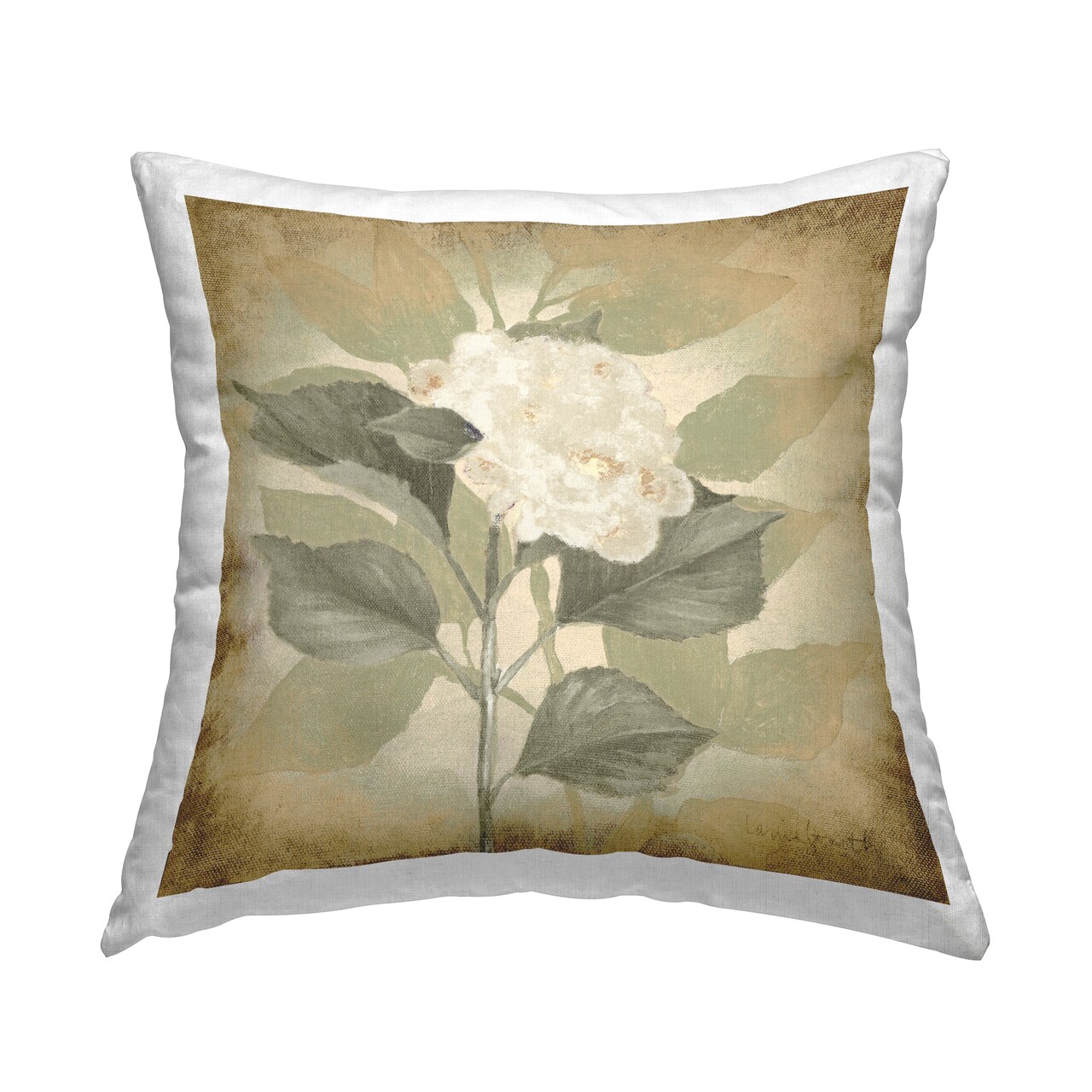 Aubergine Hydrangea Impression Decorative Printed Throw Pillow Design by Lanie Loreth, 18 x 7 x 18